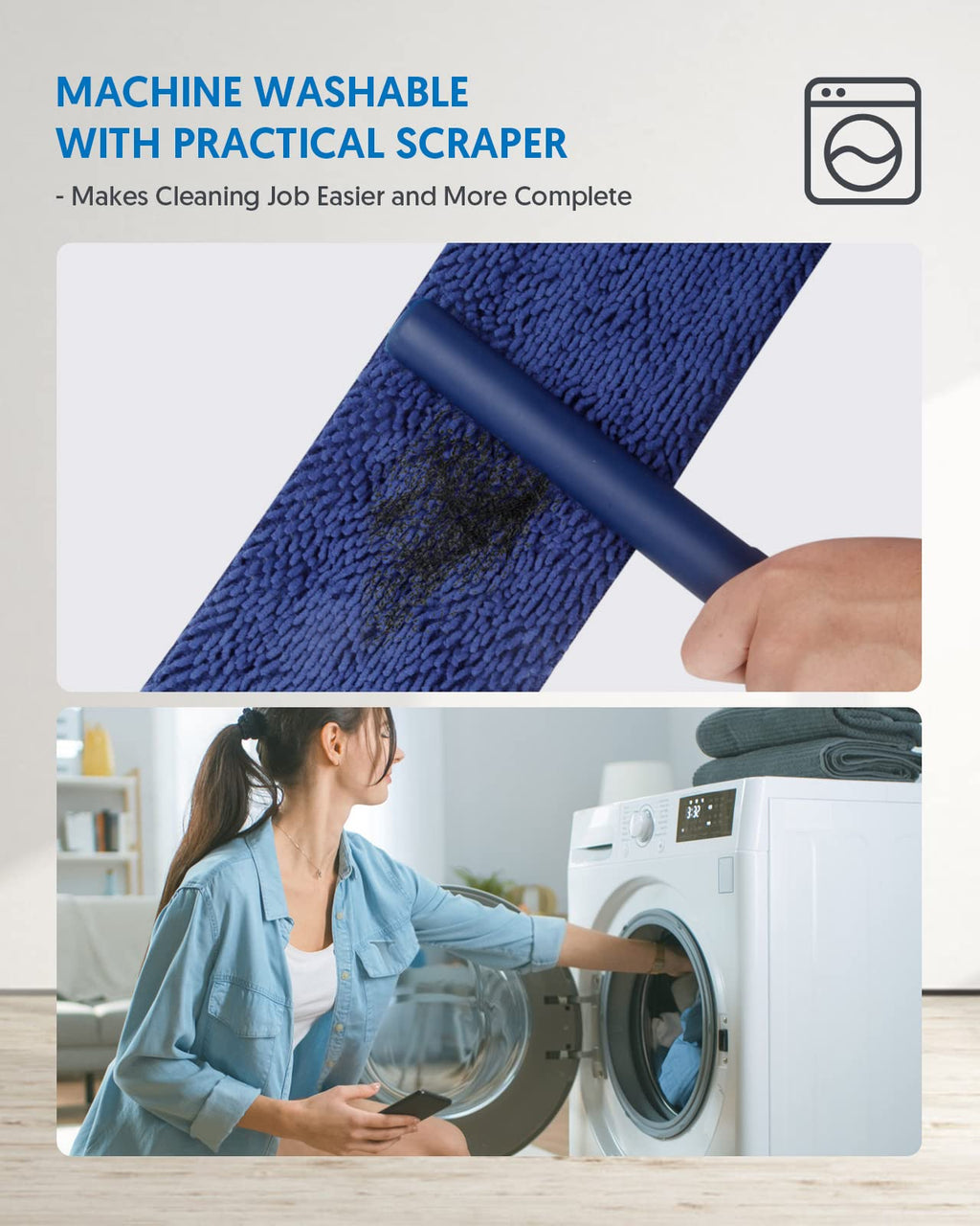 BPAWA Microfiber Flat Floor Mop with 4 Washable Pads

