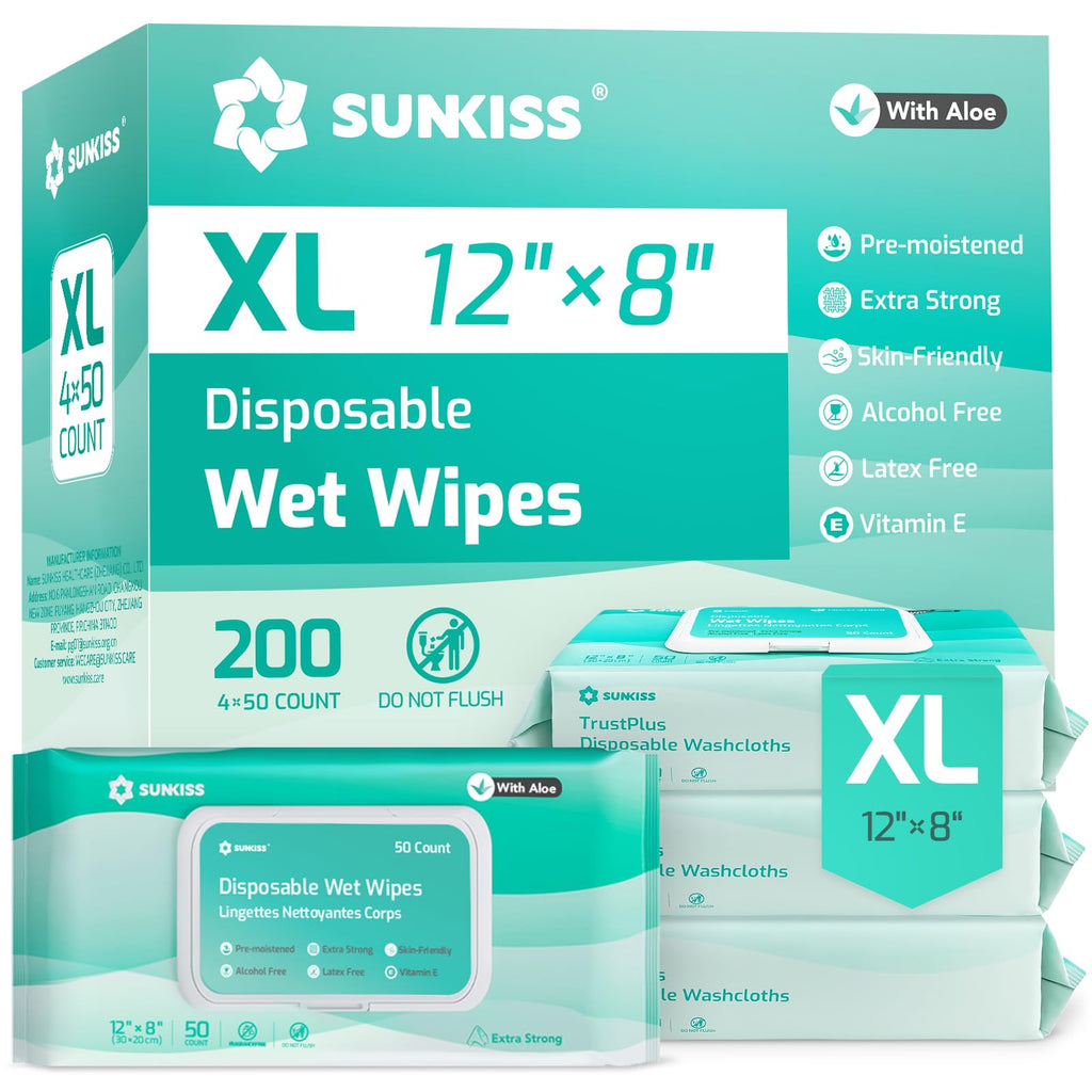 SUNKISS TrustPlus Wet Wipes for Adults No Rinse

