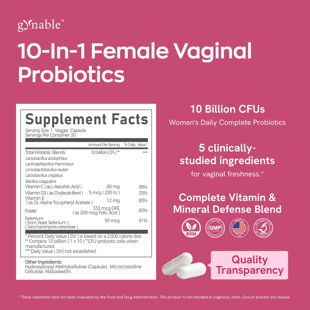 Gynable Vaginal Probiotics for Women - pH Balance

