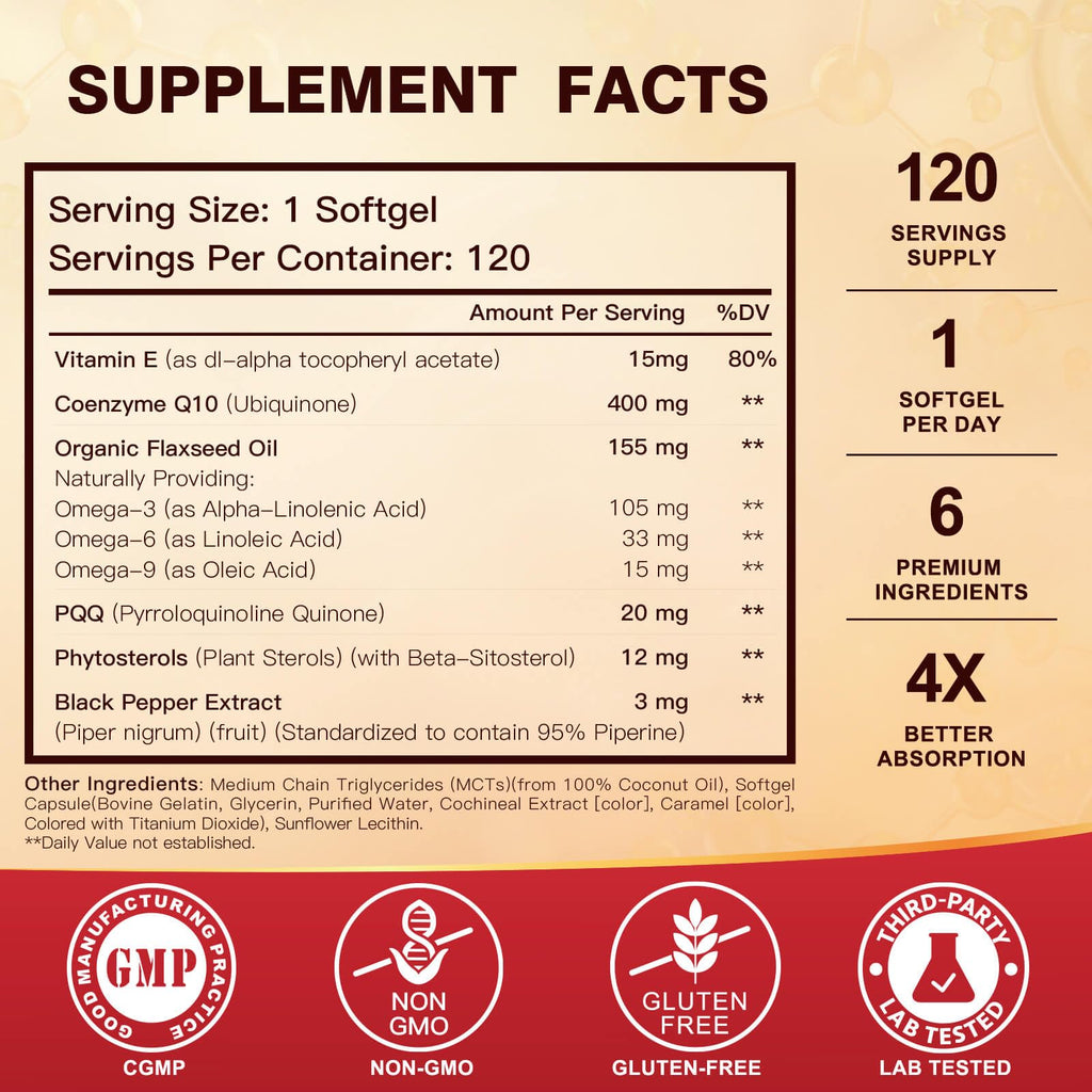 DRFOSTER CoQ10 400mg Softgels with PQQ & Omega 3-6-9

