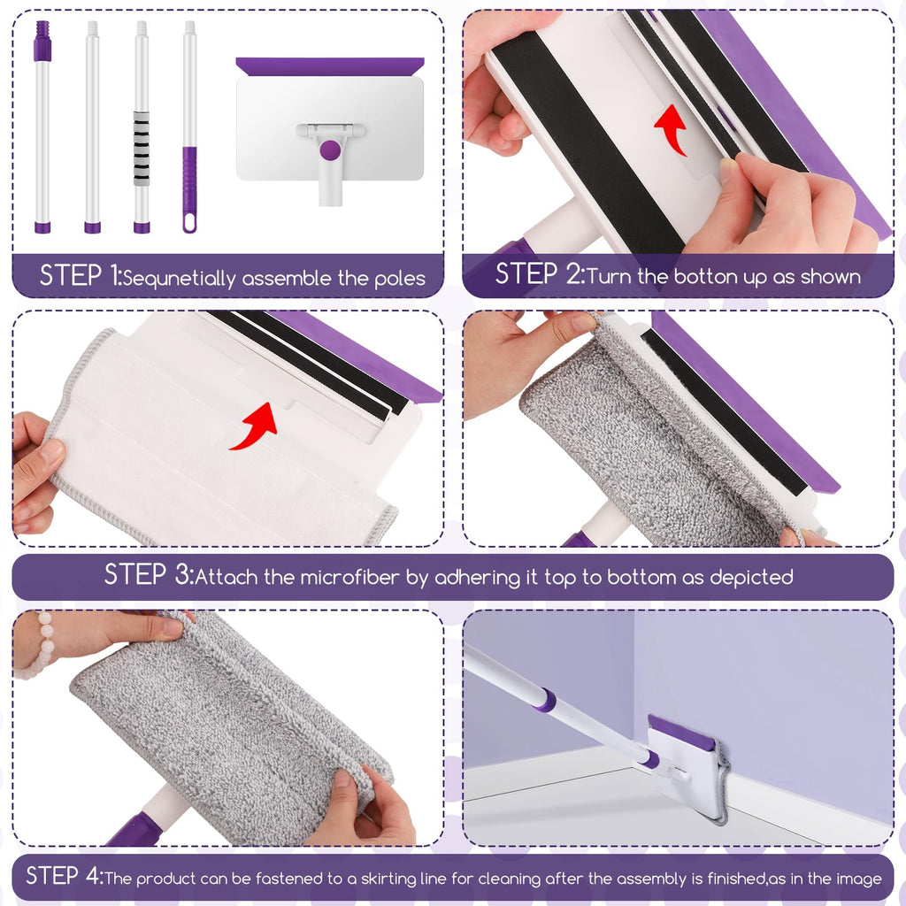 Baseboard Cleaner Tool with Handle and Reusable Pads


