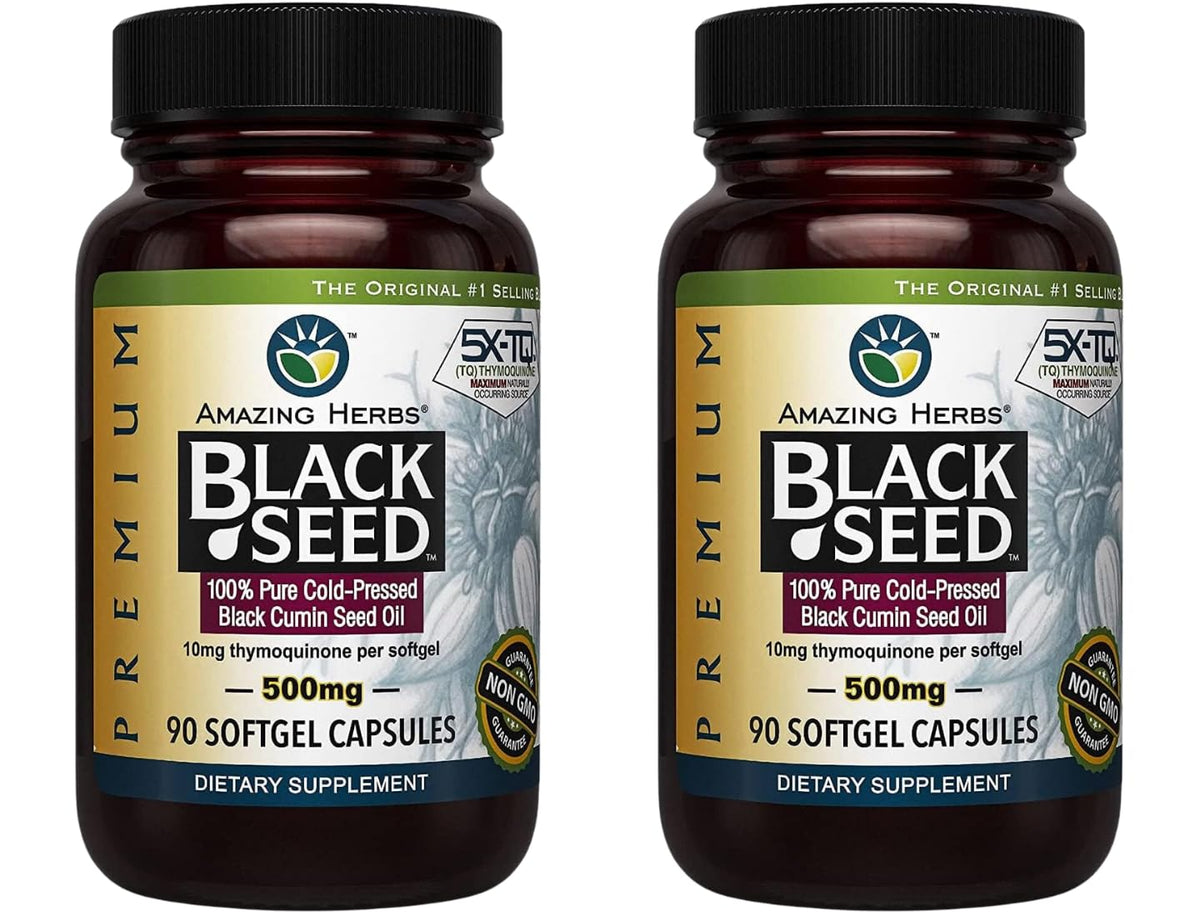 Amazing Herbs Premium Black Seed Oil Capsules – Cold Pressed Nigella Sativa