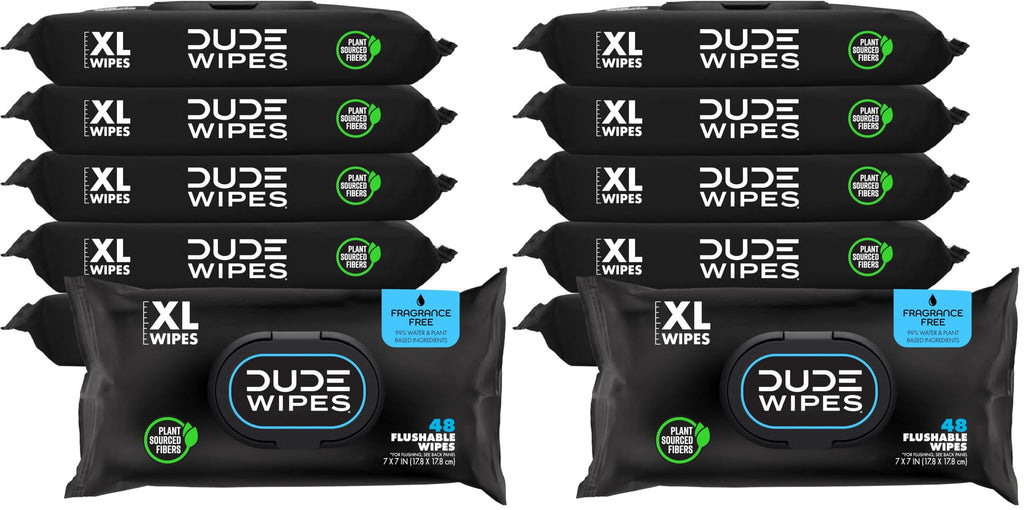 DUDE Wipes Flushable Extra-Large Wet Wipes for Sensitive Skin