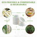Vplus White Bagasse Bowls Compostable Heavy-Duty Bowls

