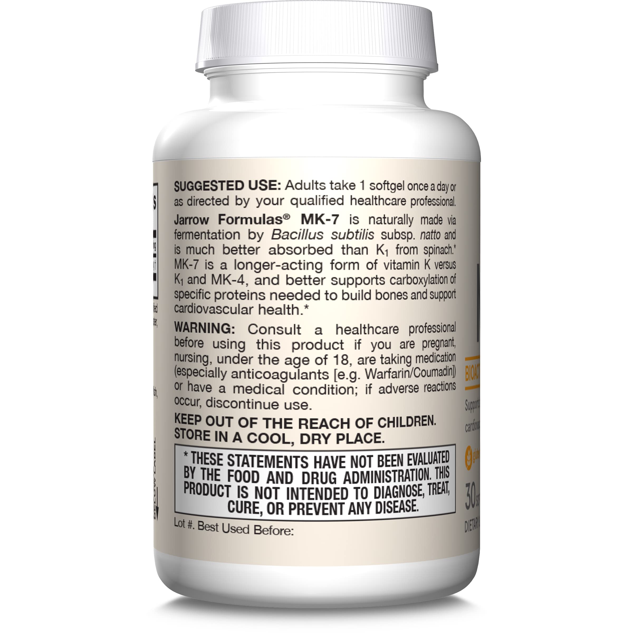 Jarrow Formulas MK-7 Vitamin K2 Softgels for Bone & Heart


