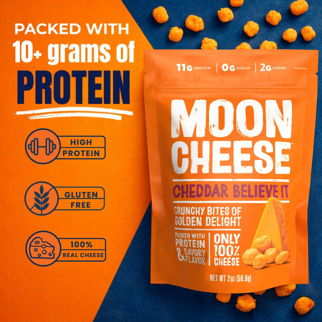Moon Cheese Cheddar Believe It Crunchy Protein Snack

