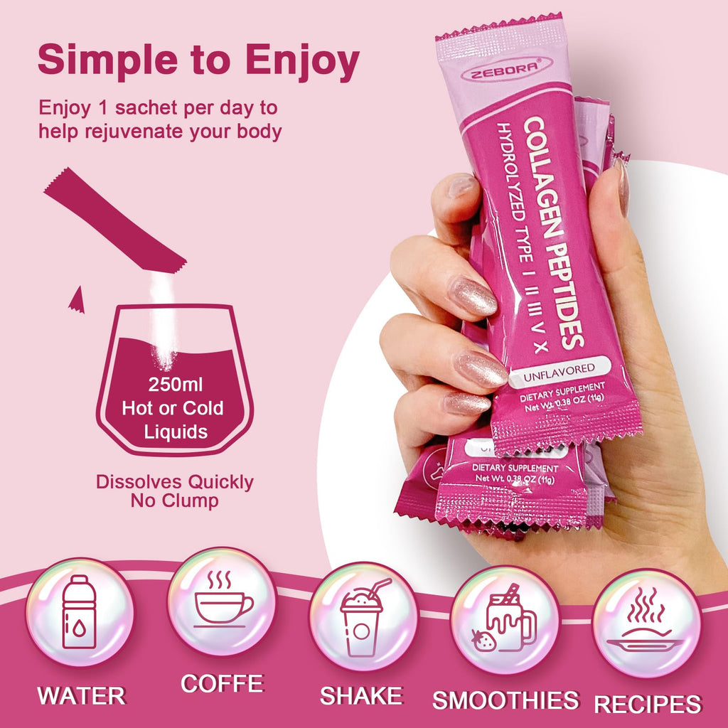 ZEBORA Collagen Peptides Powder for Skin Hair Nails

