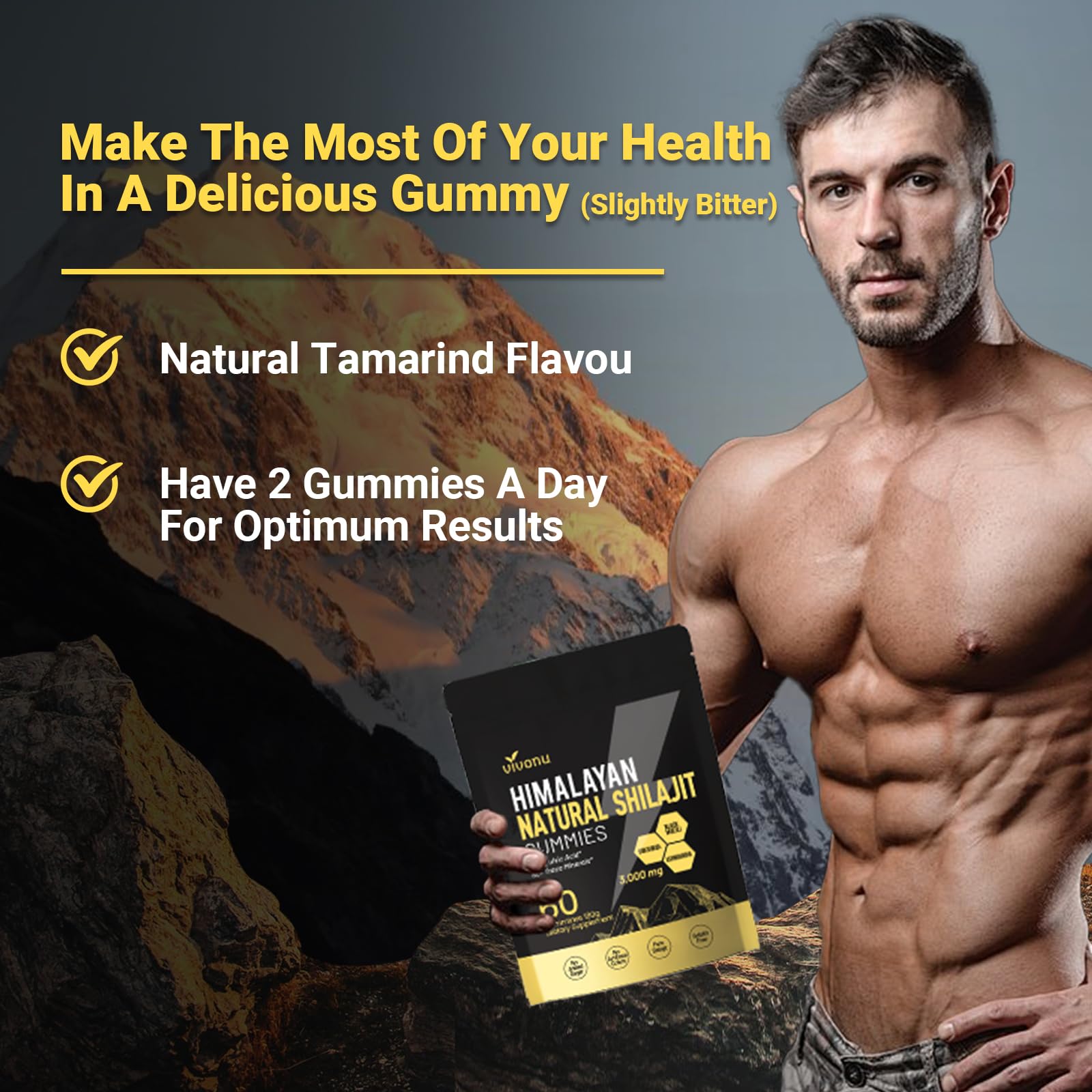 VivoNu Himalayan Shilajit Gummies with Ashwagandha & Gokshura

