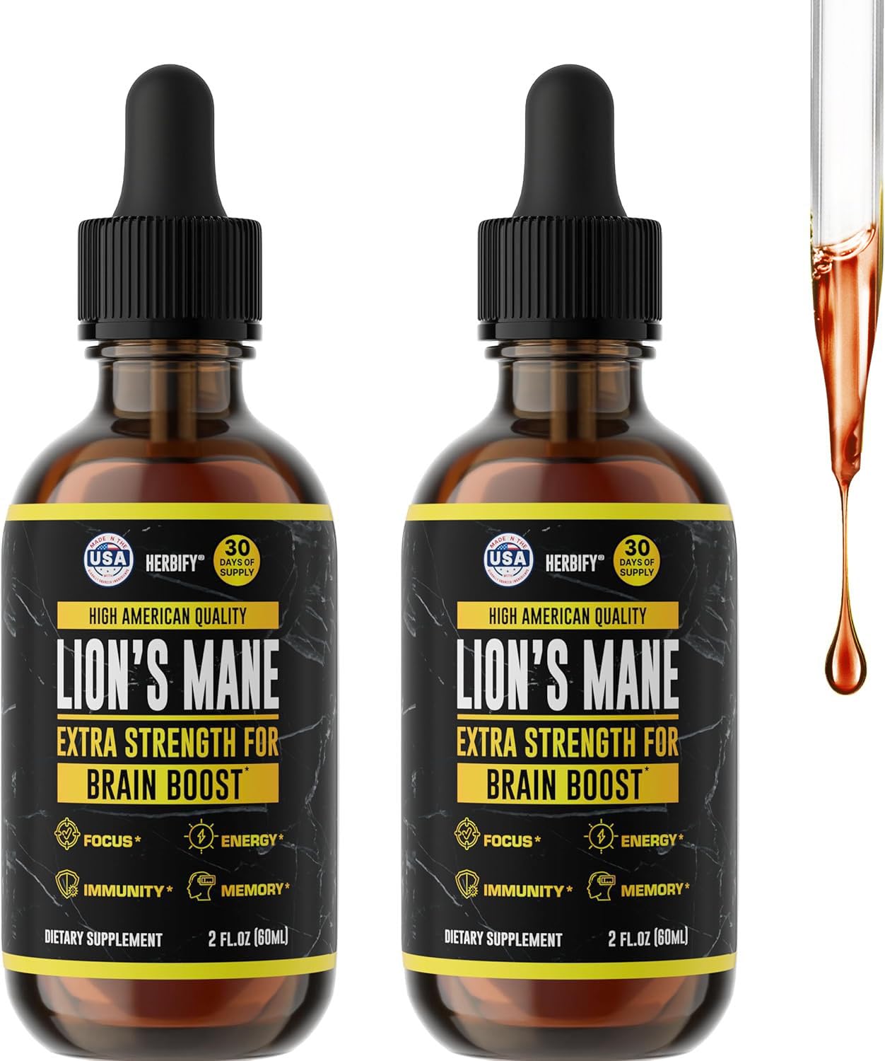 HERBIFY Lions Mane Mushroom Tincture for Brain Health & Immunity