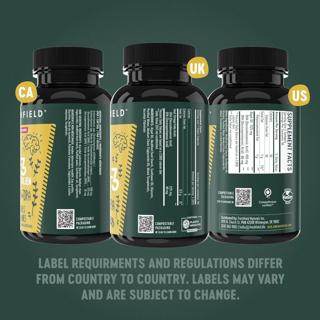 Freshfield Vegan Omega-3 DHA + DPA Algae Oil

