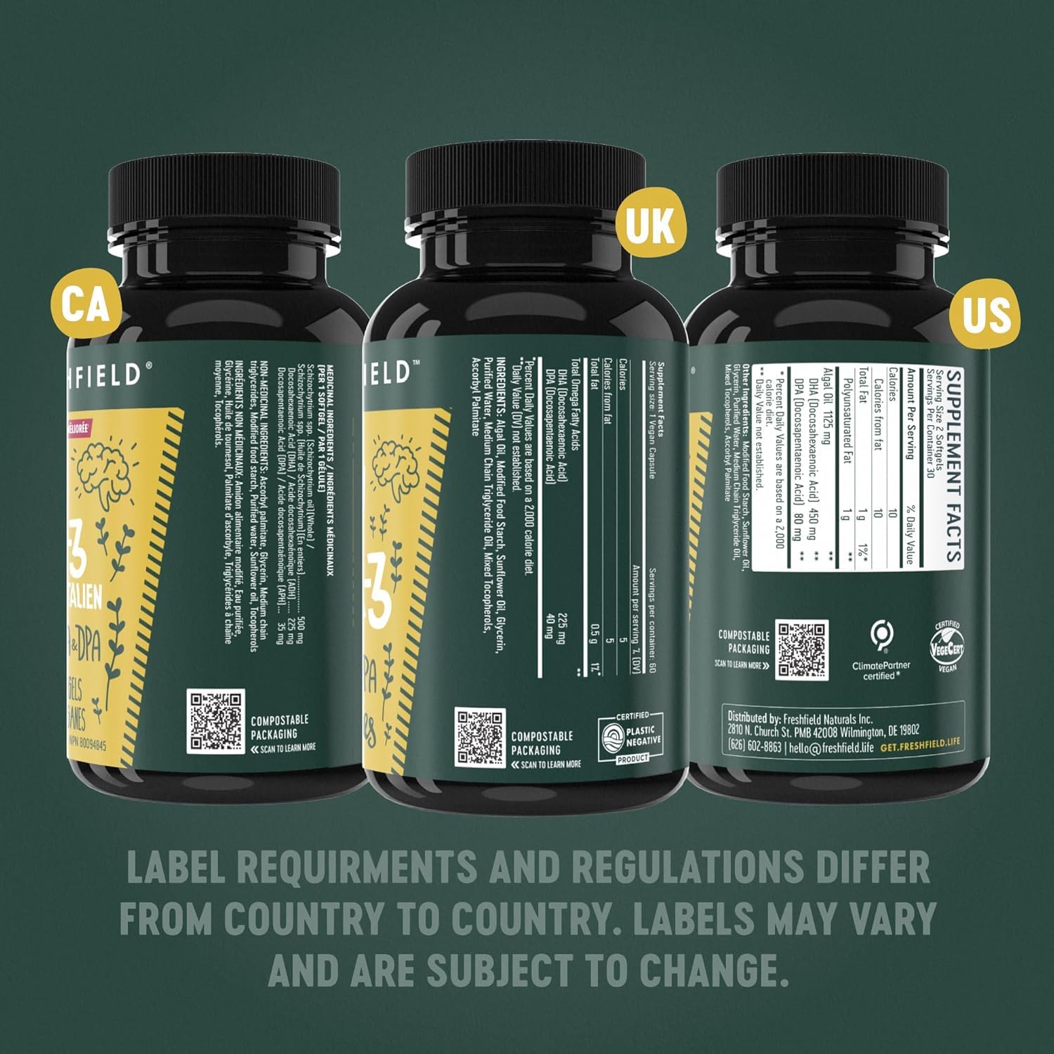 Freshfield Vegan Omega-3 DHA + DPA Algae Oil

