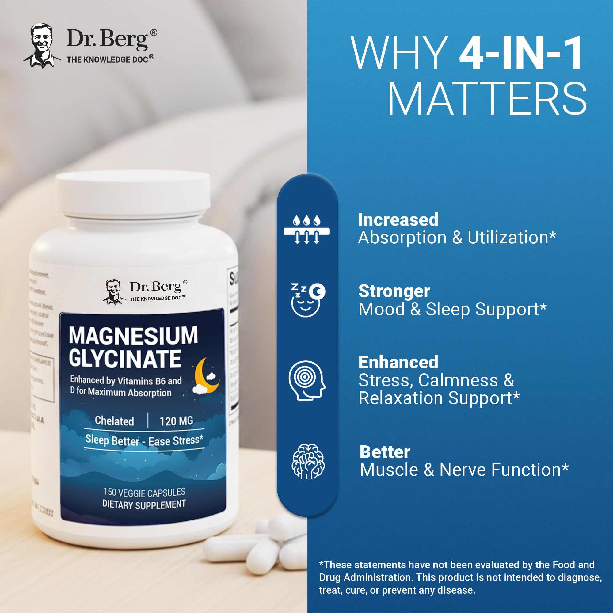 Dr. Berg Magnesium Glycinate with D3, B6 & Zinc | Sleep

