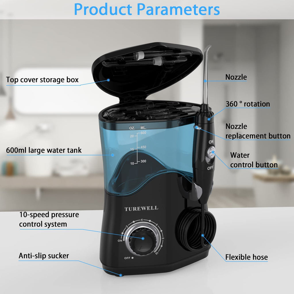 TUREWELL Water Dental Flosser | 8 Jet Tips

