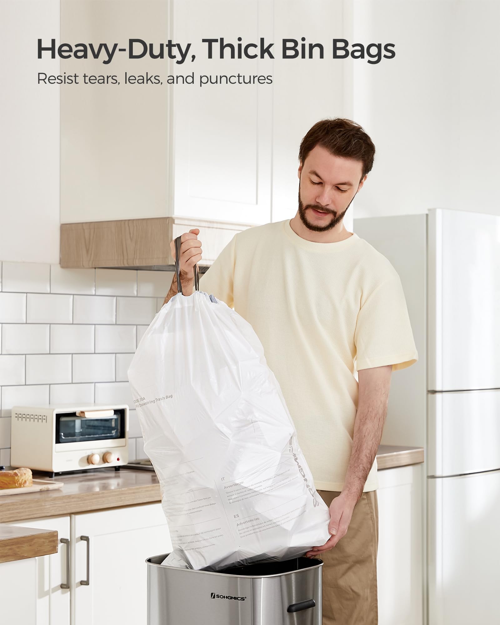 SONGMICS Trash Bags Drawstring Pre-Separated | Kitchen

