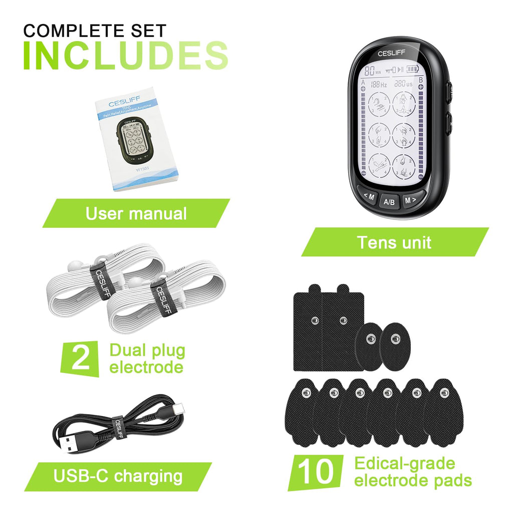 CESLIFF Dual Channel TENS EMS Unit with Large LCD

