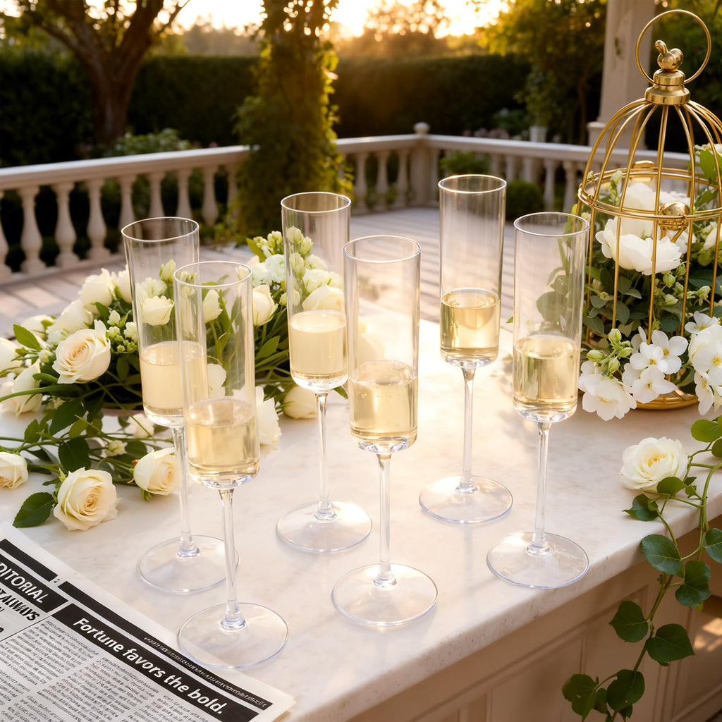 Ciaell Disposable Plastic Champagne Flutes | Party Glasses

