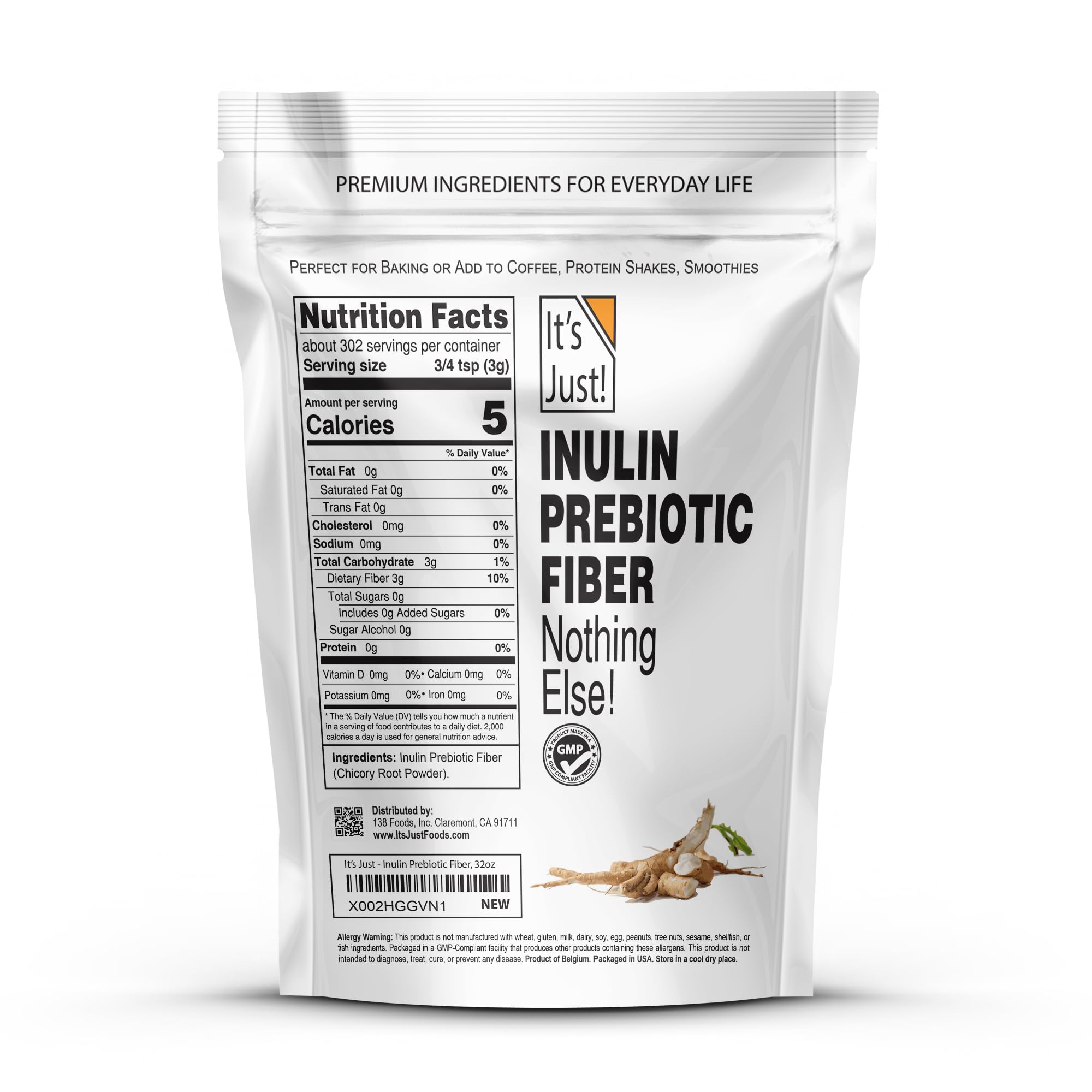 It's Just Inulin Prebiotic Fiber from Chicory Root

