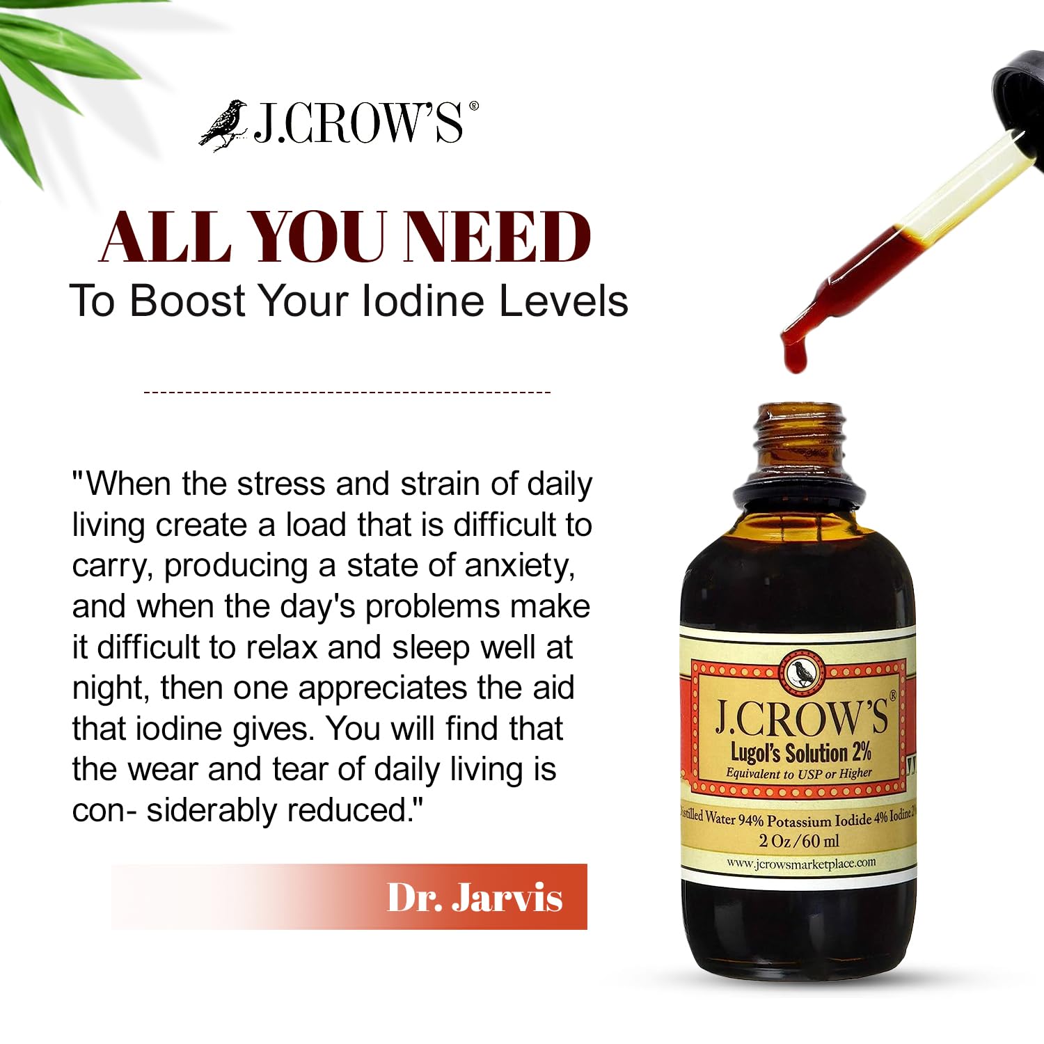 J.CROW'S Lugol's Iodine 2% Solution – Premium Iodine Liquid

