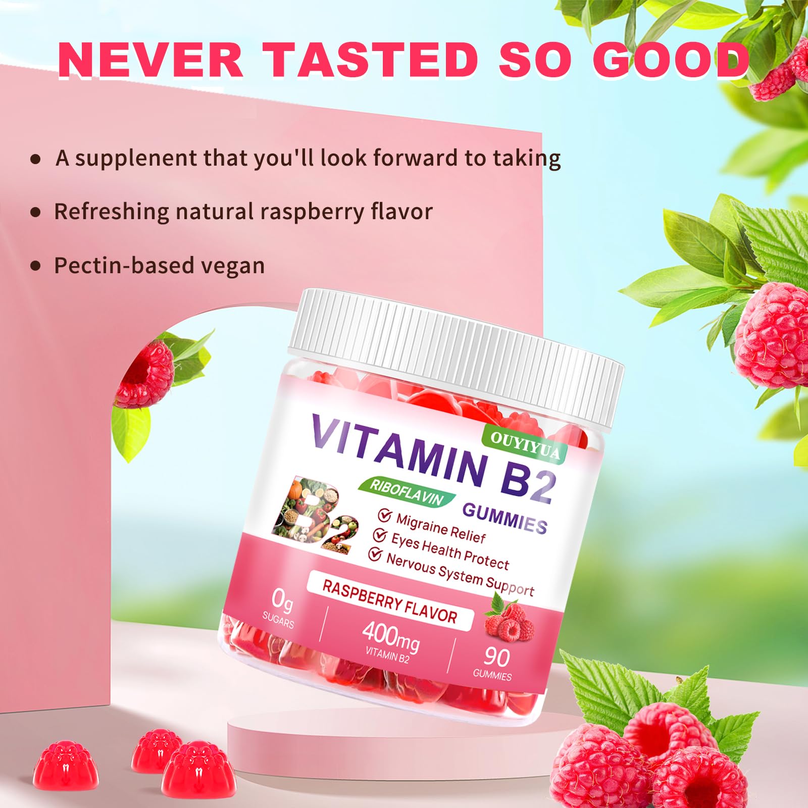 Vitamin B2 Riboflavin Gummies with Magnesium | Sugar-Free

