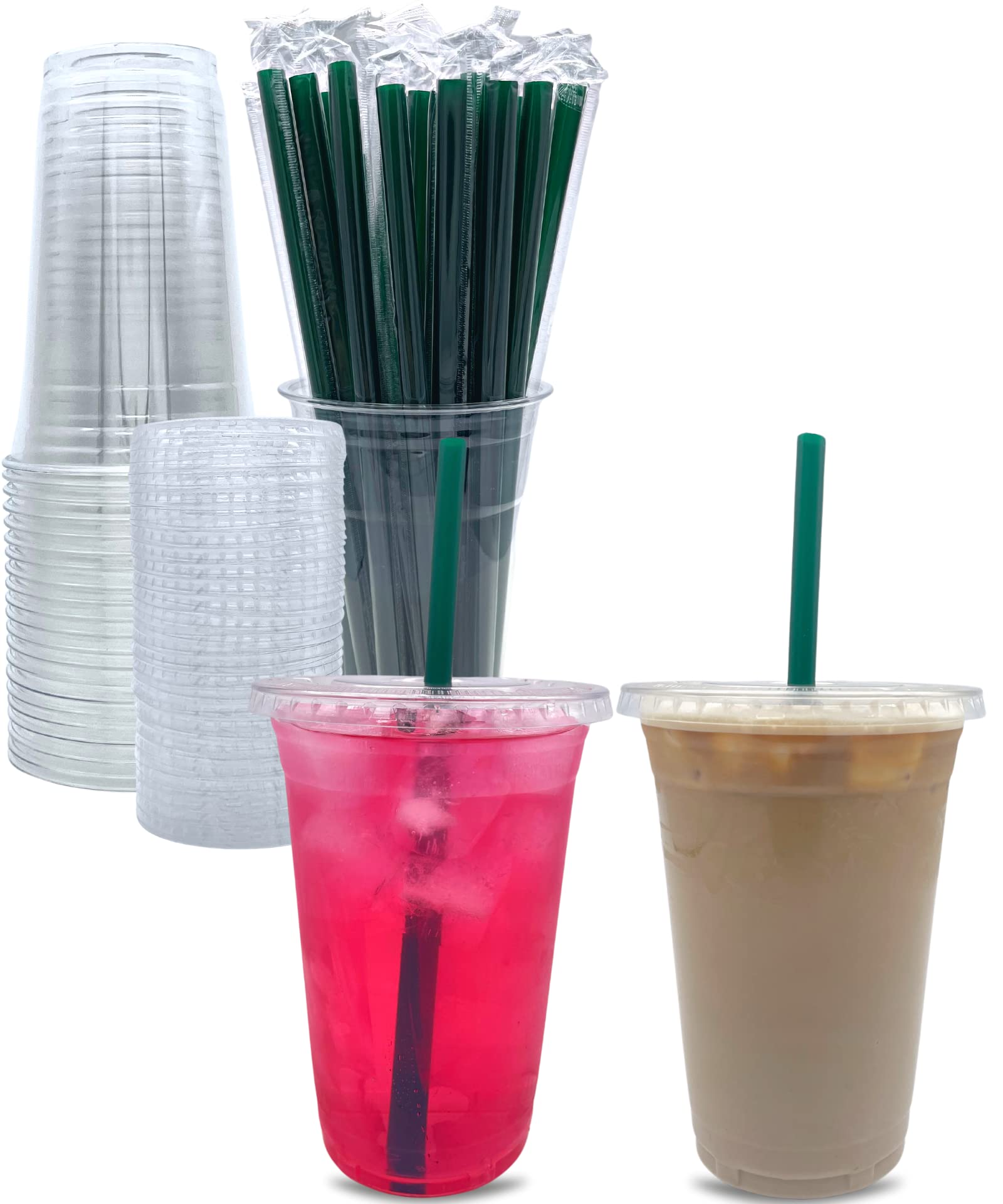 Aatriet Clear Cups with Lids Straws, Disposable Party Cups