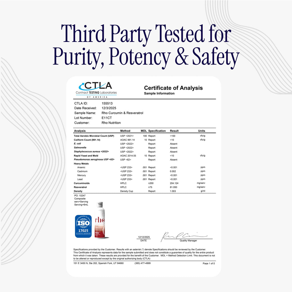 Liposomal Curcumin + Resveratrol Liquid | Rho Nutrition

