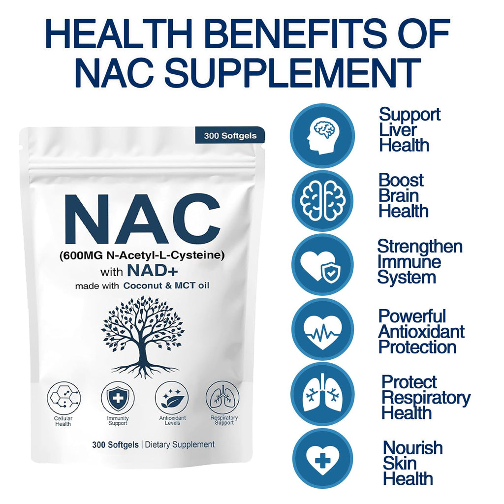 NAC 600mg Supplement Capsules with NAD+ for Lung Health

