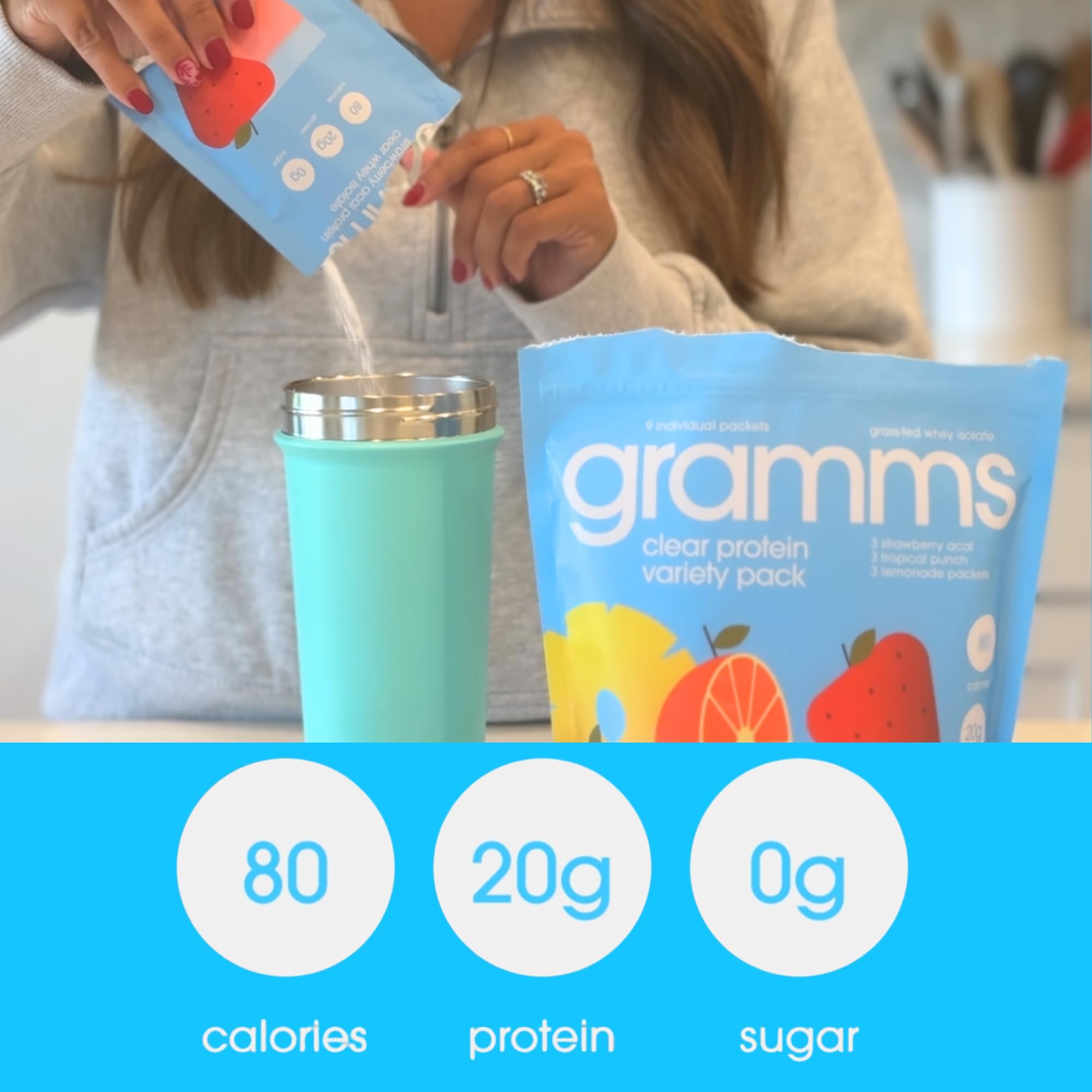 GRAMMS Clear Protein Powder Convenient On-The-Go Protein Drink

