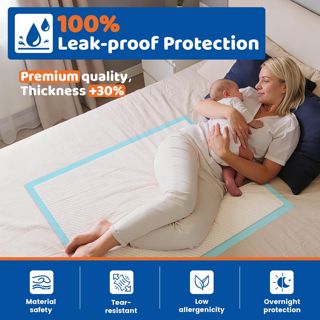 AAY Disposable Bed Pads - Six-Layer Absorbent Underpads

