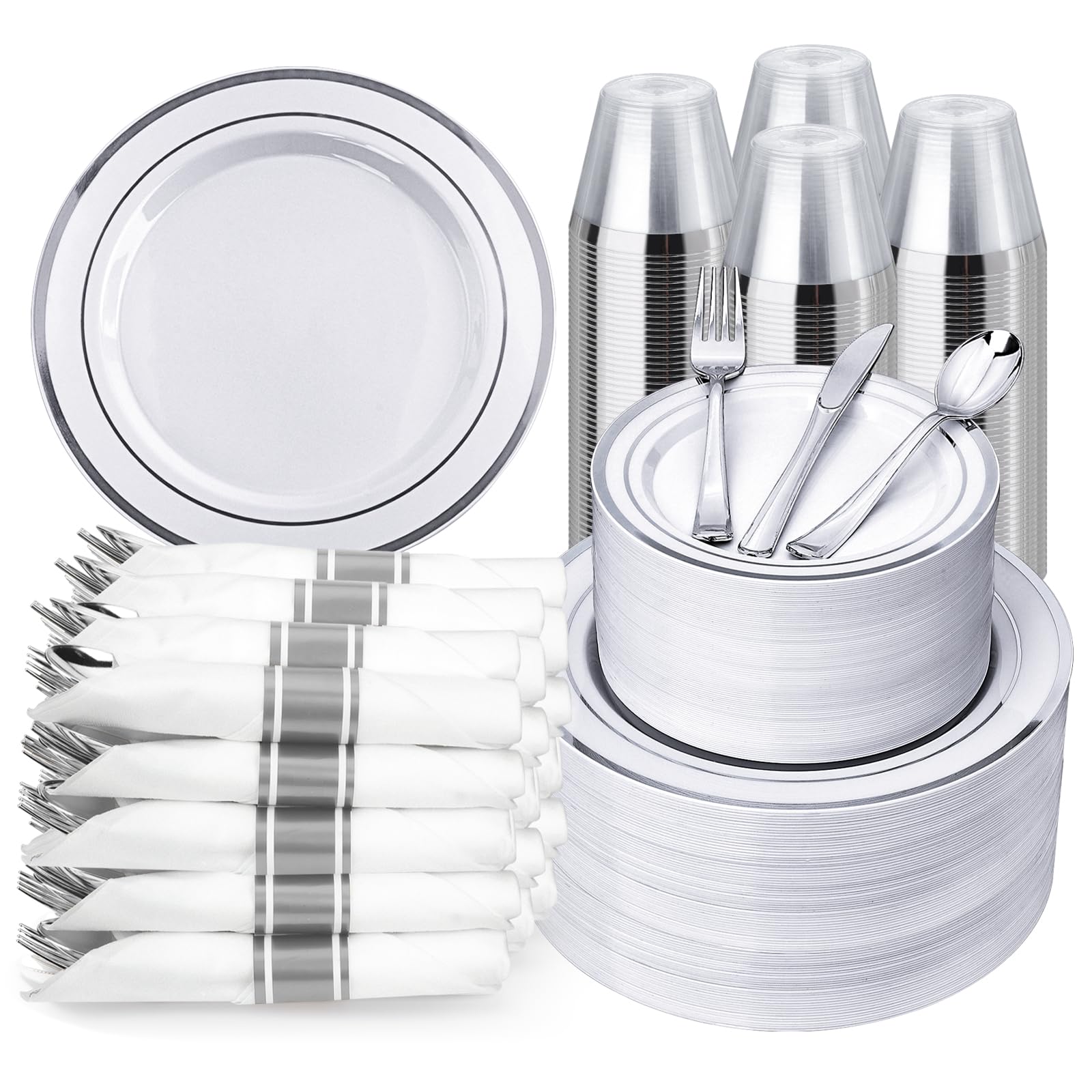 BESTVIP Disposable Plastic Dinnerware Set for Parties