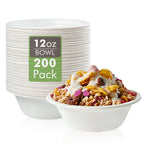 Vplus White Bagasse Bowls Compostable Heavy-Duty Bowls

