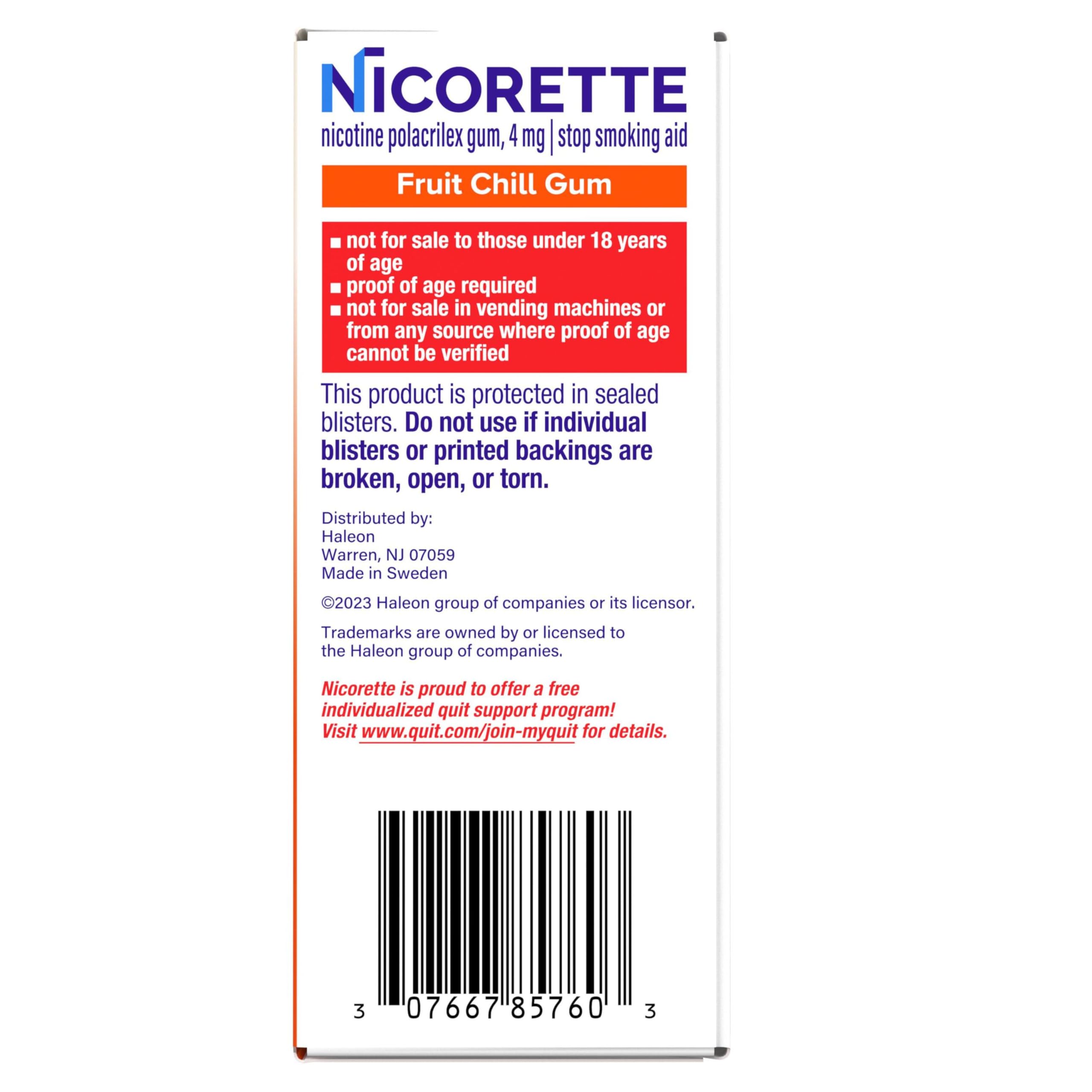 Nicorette Nicotine Gum Stop Smoking Aid – OTC NRT

