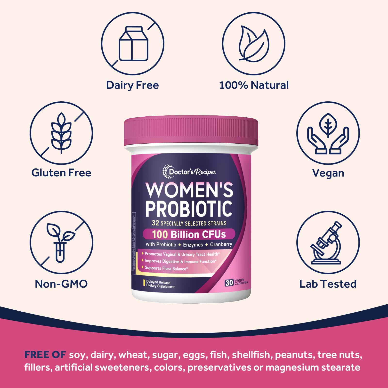 Doctor's Recipes Probiotics for Women - 100B CFU, 32 Strains

