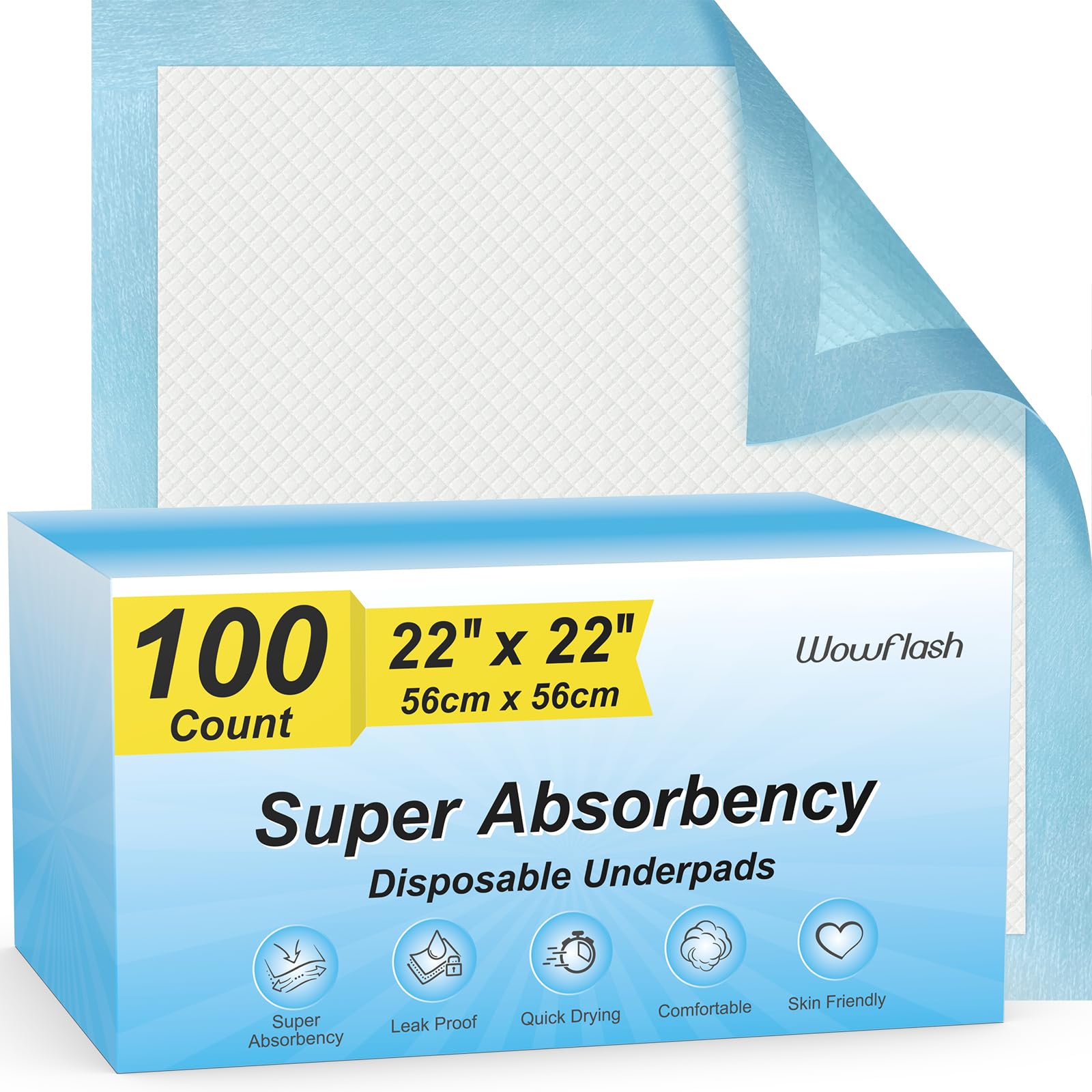 Wowflash Disposable Underpads for Baby, Adults, Pets