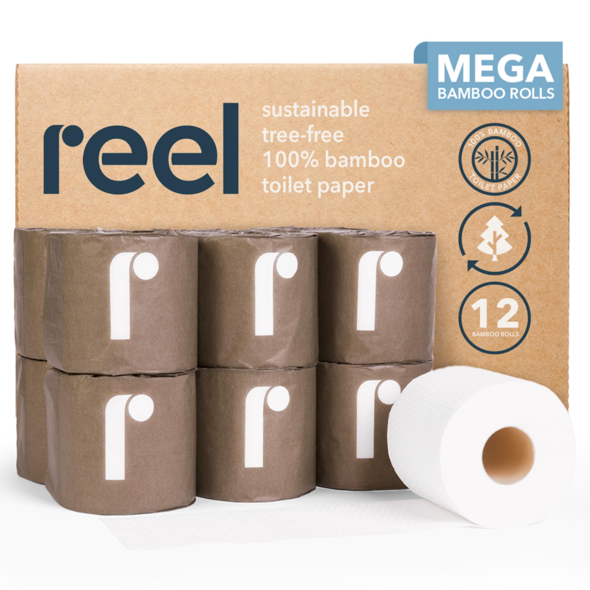 Reel Premium 3-Ply Bamboo Toilet Paper Unbleached - Tree-Free & Septic Safe