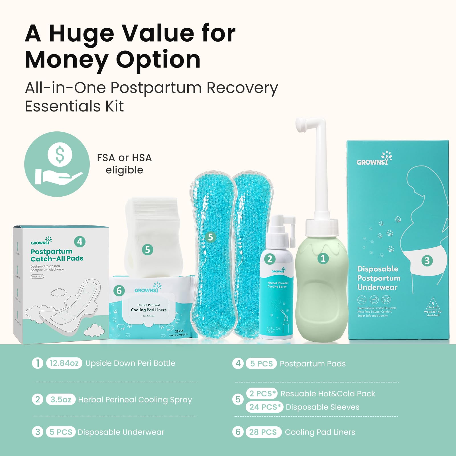 Grownsy Postpartum Essentials Recovery Kit

