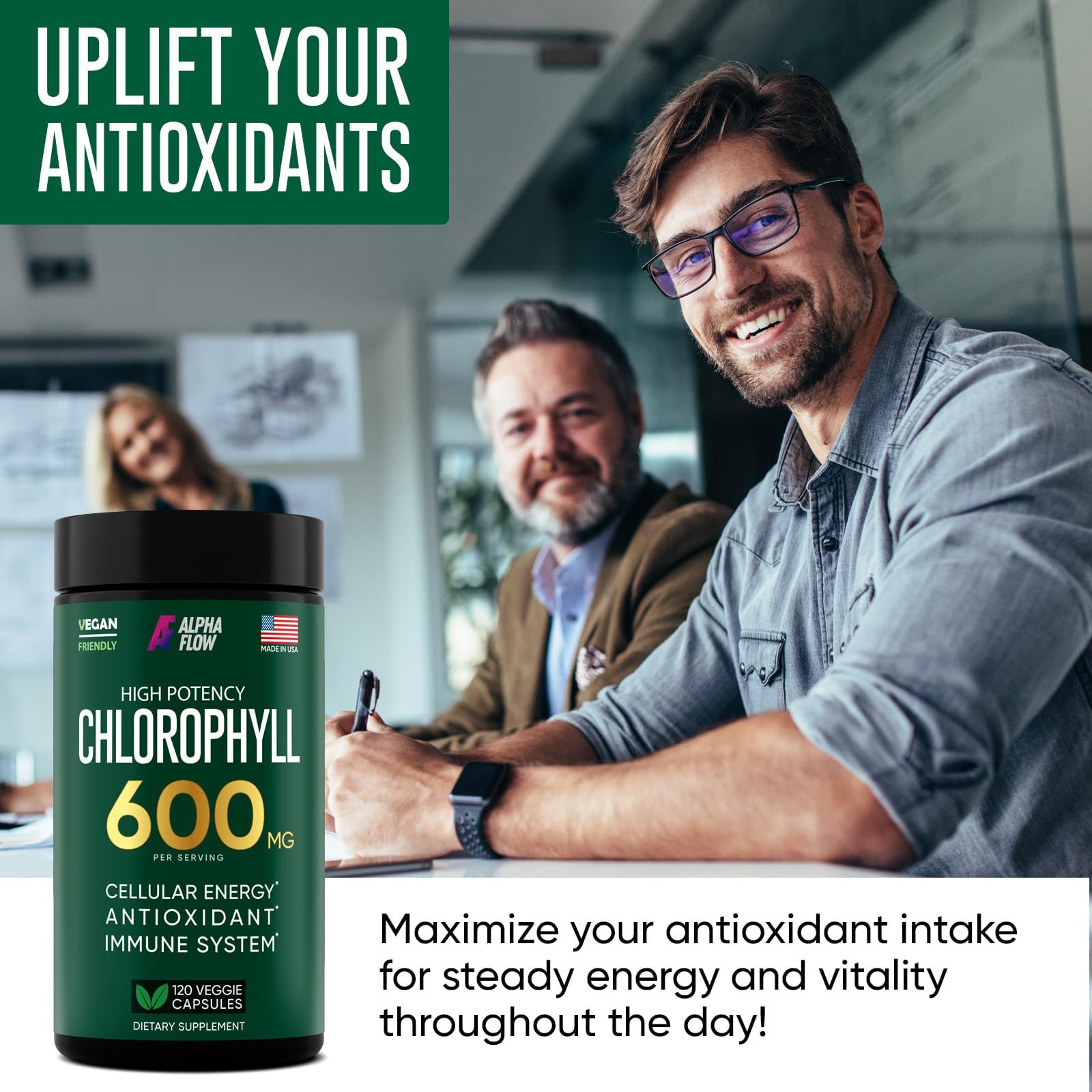Alpha Flow Chlorophyll Capsules 600 mg Natural Energy

