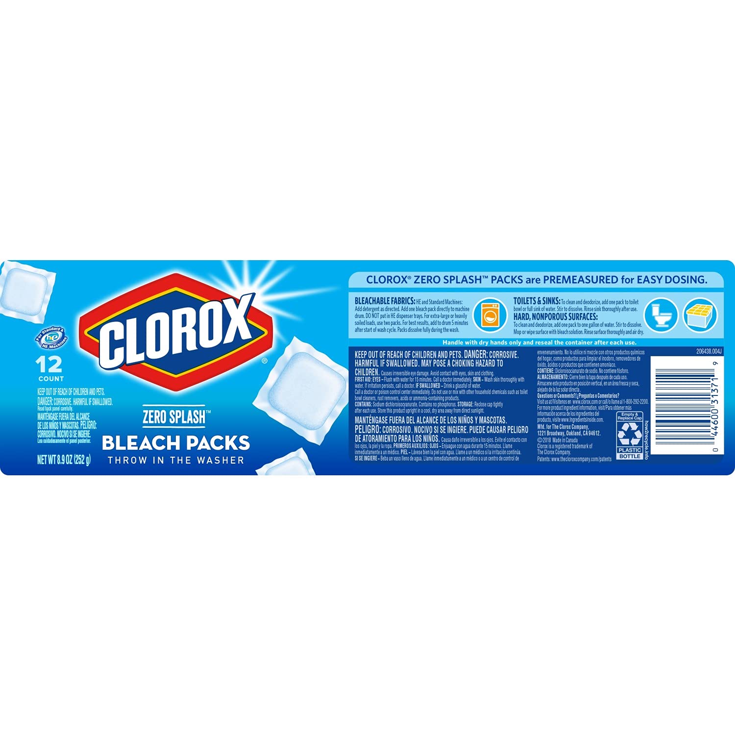 Clorox Zero Splash Bleach Pods for Laundry

