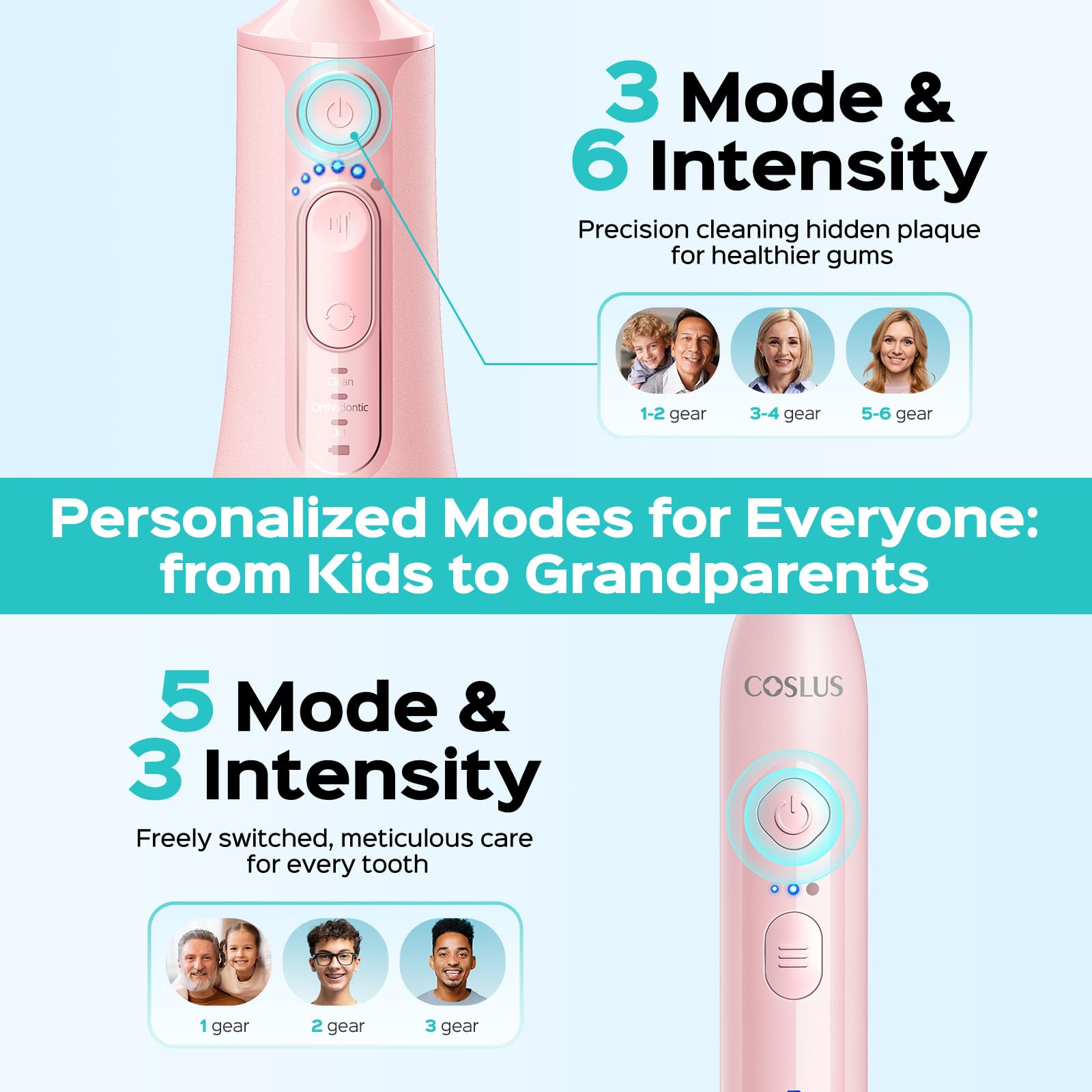 COSLUS 2-in-1 Electric Toothbrush & Water Flosser - Portable

