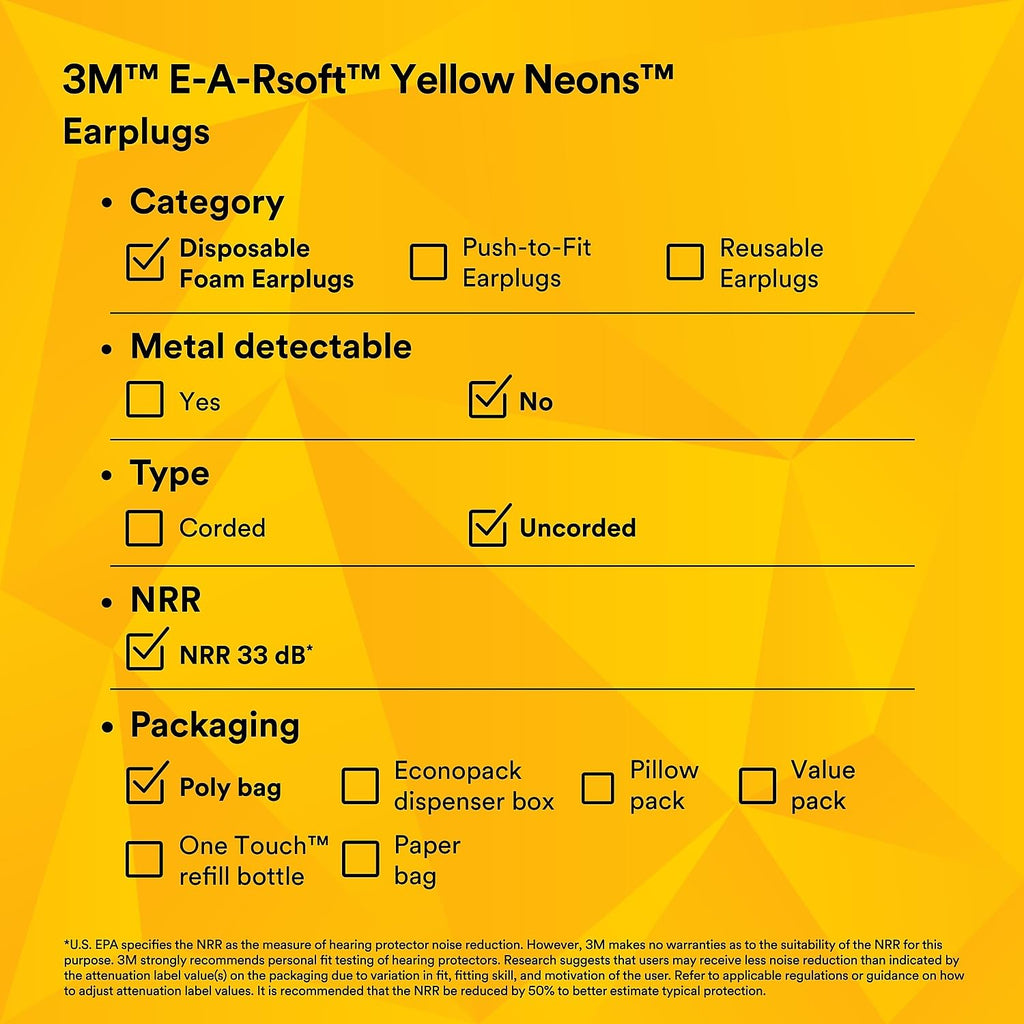 3M E-A-Rsoft Ear Plugs Disposable Hearing Protection

