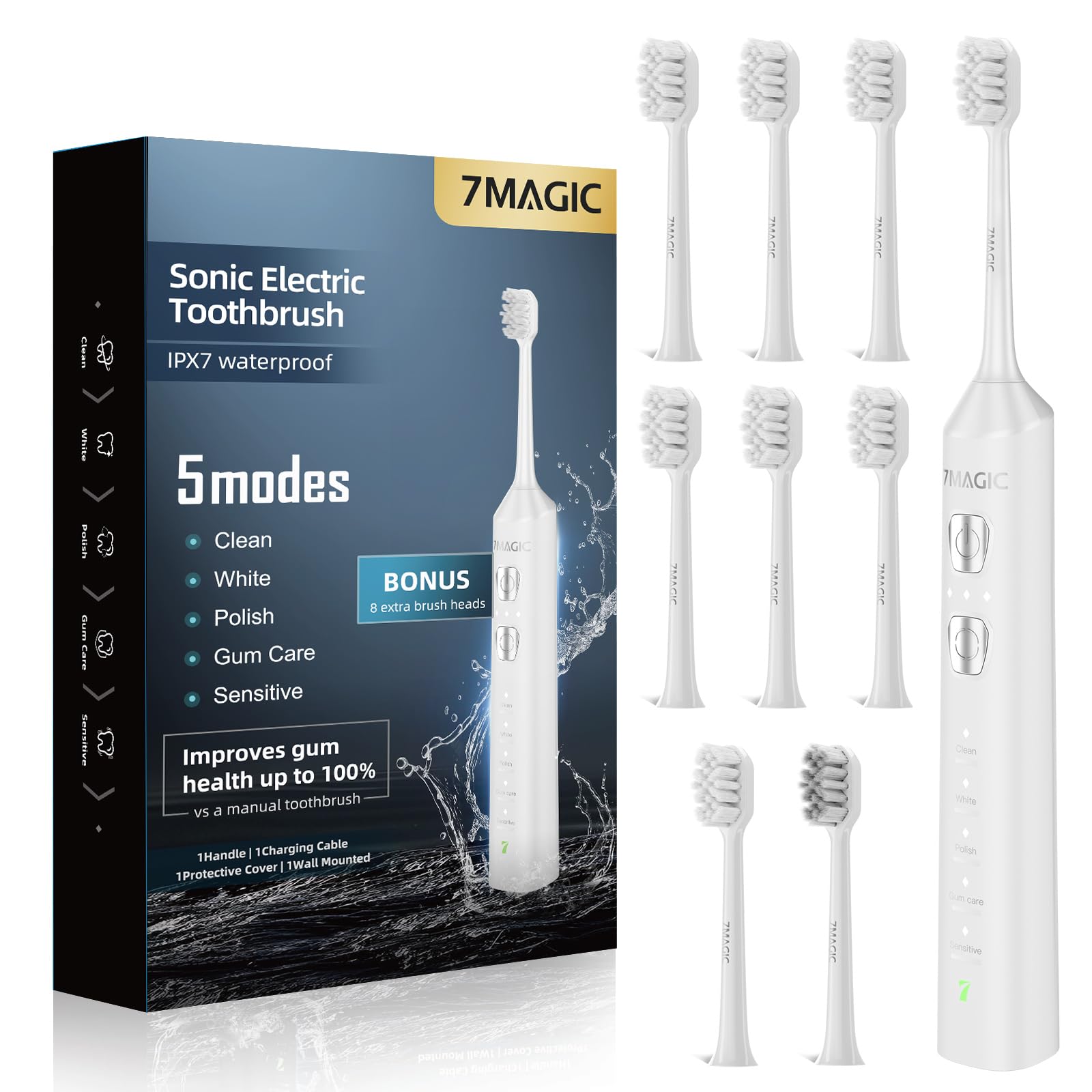 7MAGIC Sonic Electric Toothbrush - 5 Modes for All Ages