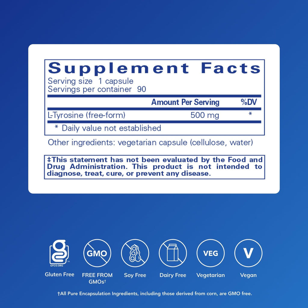 Pure Encapsulations L-Tyrosine Amino Acid for Brain Support

