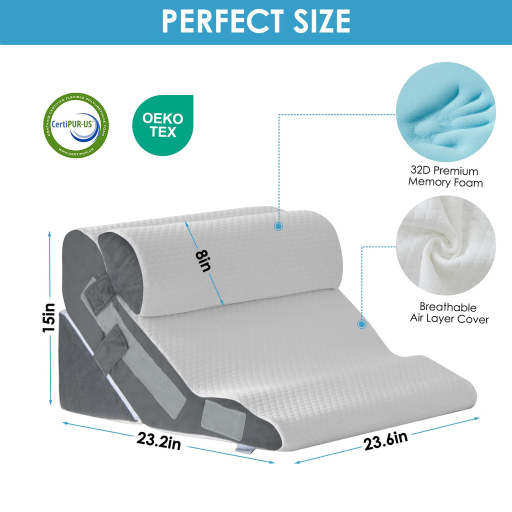 MEGCXIT Bed Wedge Pillow for Sleep Apnea – 23.6-Inch Wide Triangle Wedge

