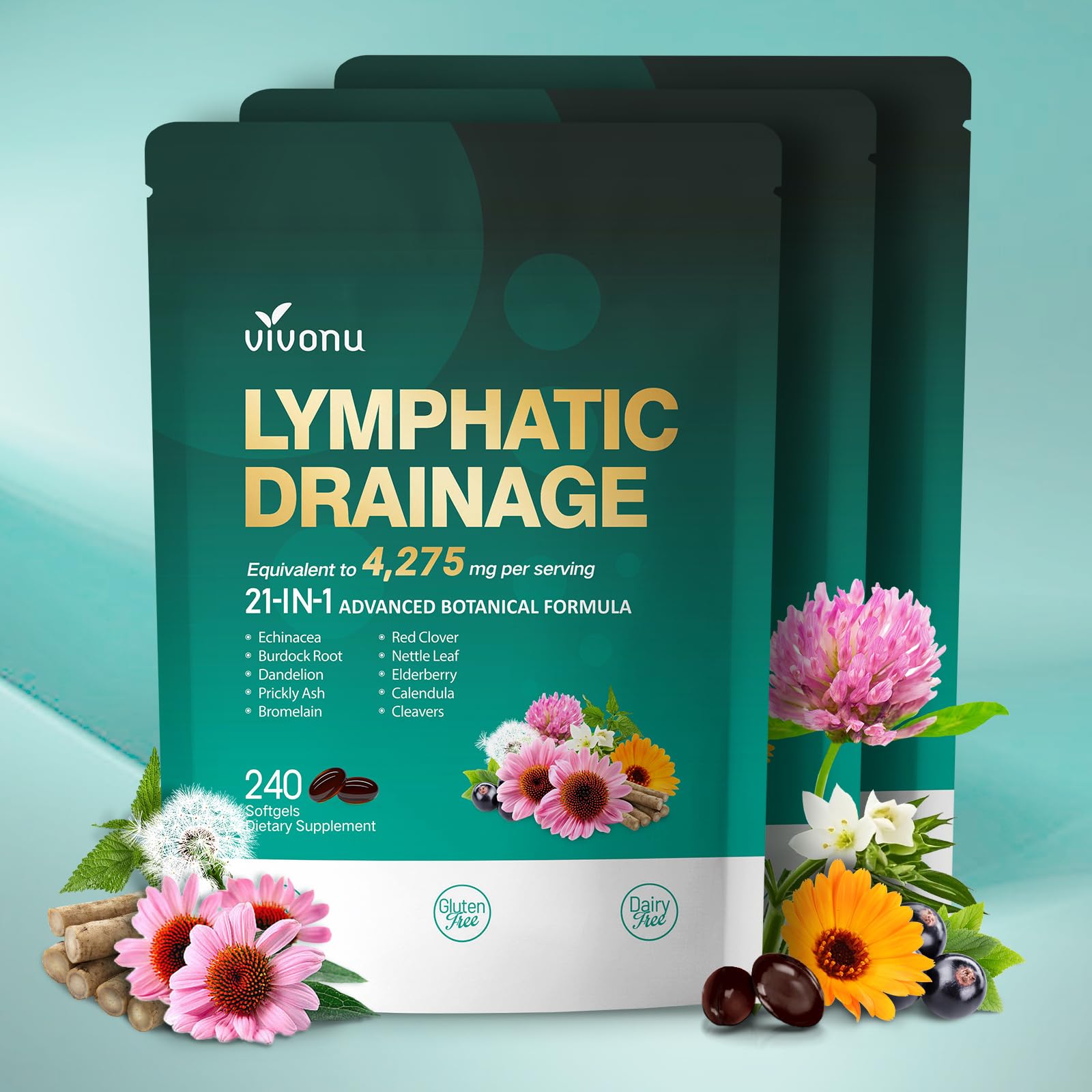 Lymphatic Drainage Supplement 21-in-1 Herbal Blend for Lymphatic Support