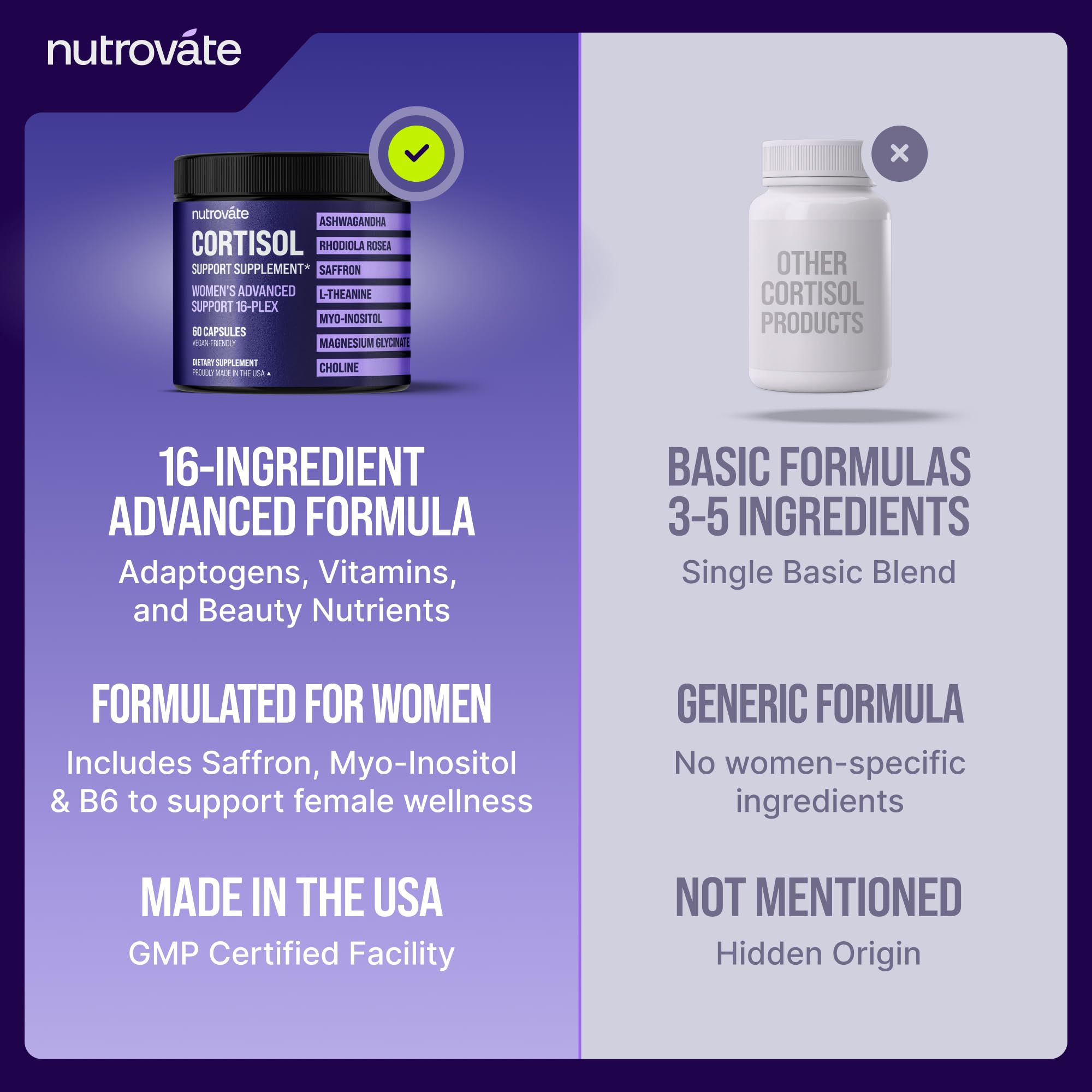 Cortisol Support for Women by Nutrovate | Calm & Sleep


