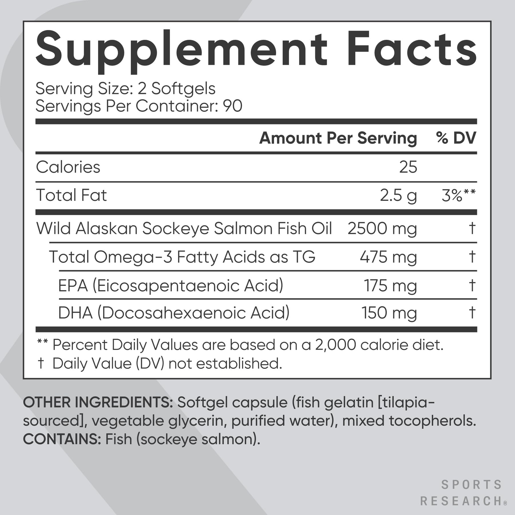 Sports Research Salmon Oil Softgels | Omega-3 EPA & DHA

