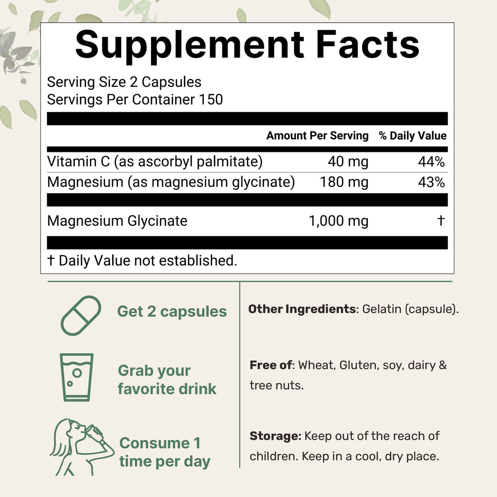 Micro Ingredients Magnesium Glycinate with Vitamin C Non-GMO

