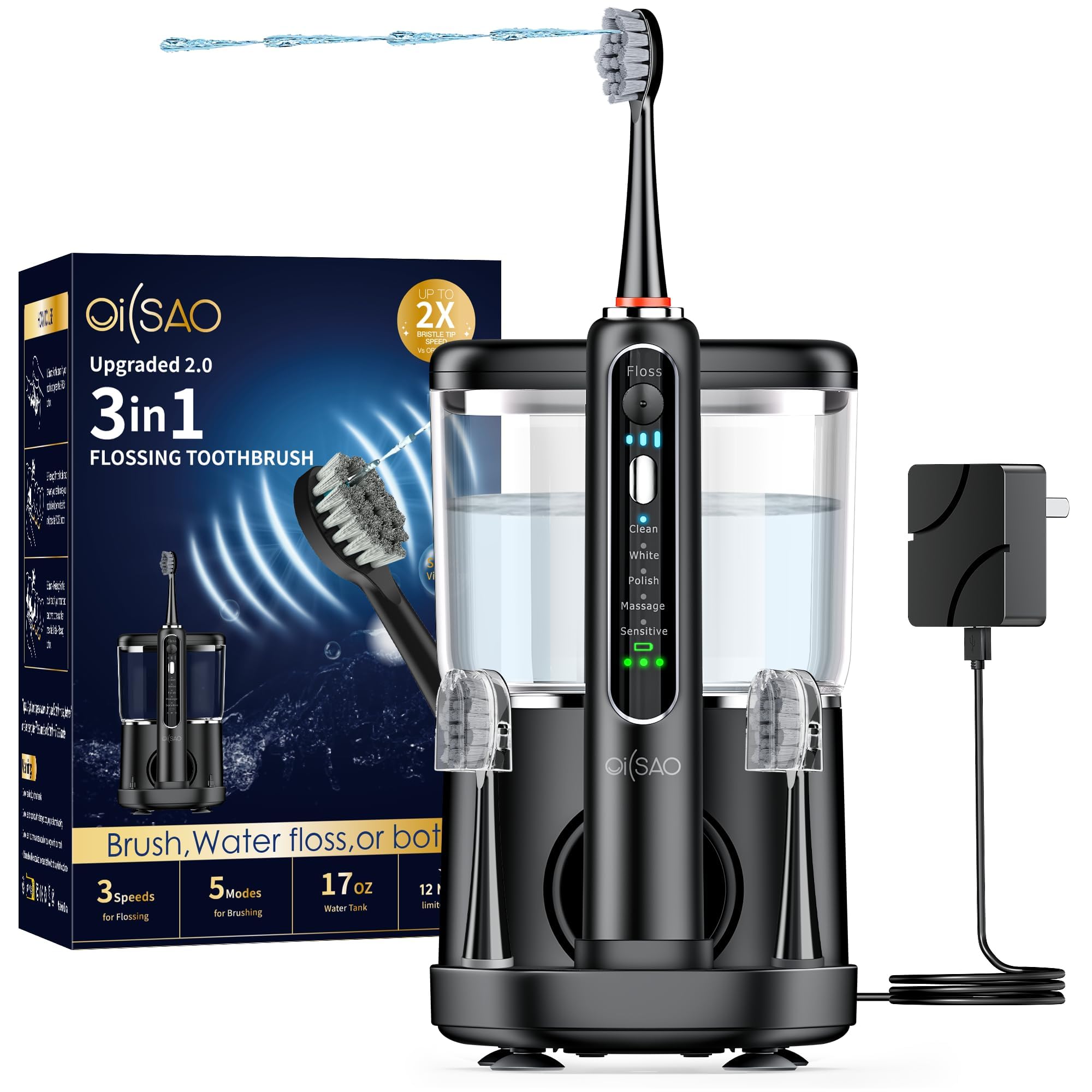 OILSAO 3-in-1 Electric Toothbrush with Water Flosser


