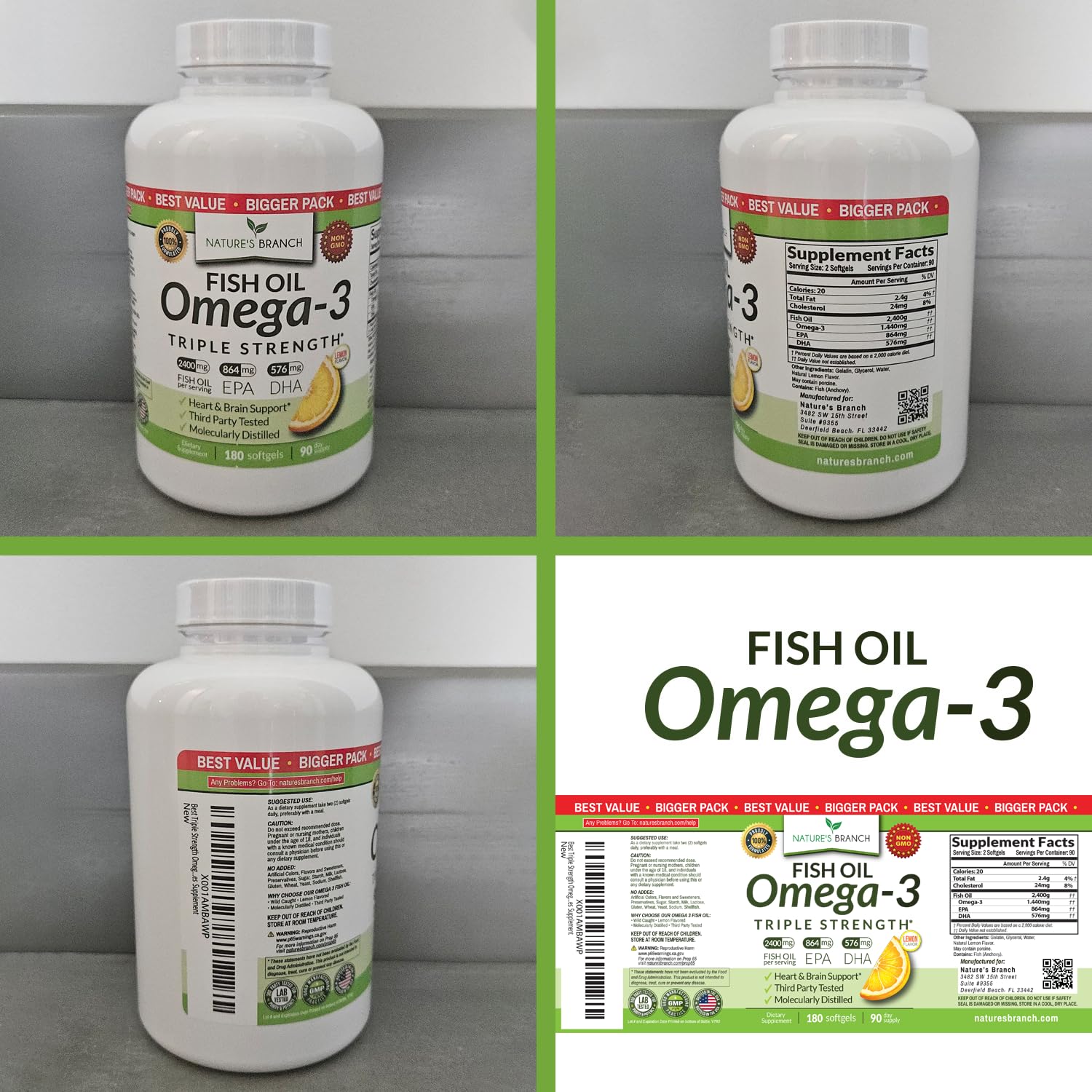 Omega-3 Fish Oil Triple Strength – Burpless Lemon

