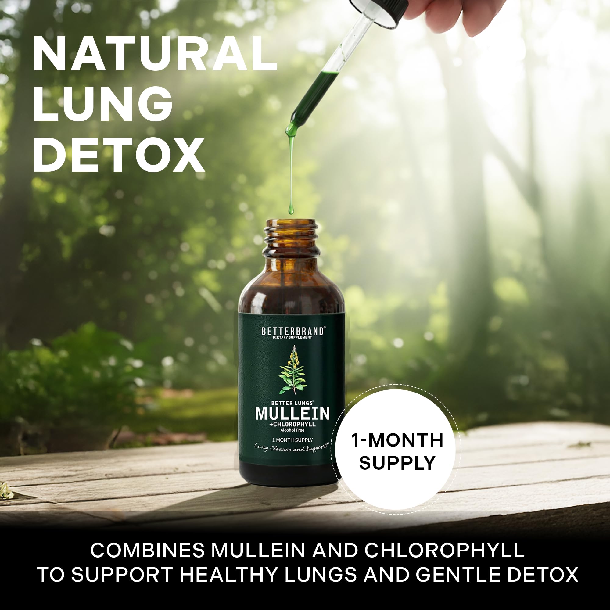 Betterbrand Mullein Drops for Lung Detox - Alcohol-Free

