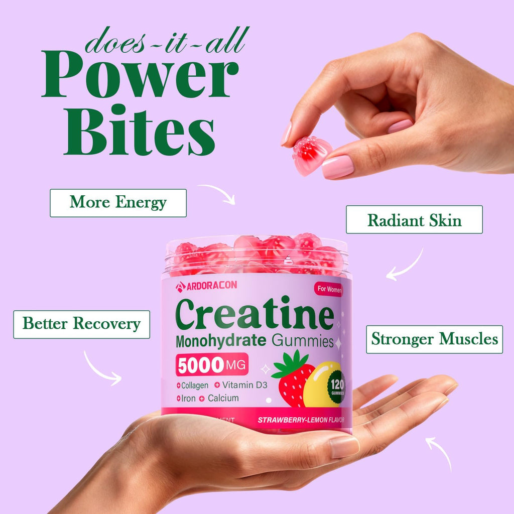Creatine Gummies for Women with Collagen, D3 & Calcium

